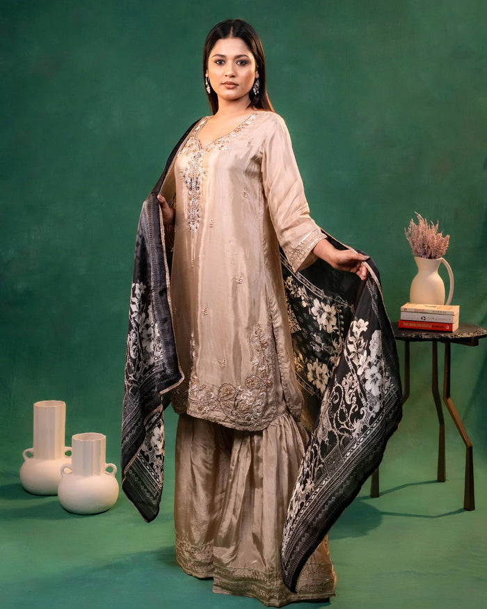 Crepe Cutdana Mouse Sharara Party Wear