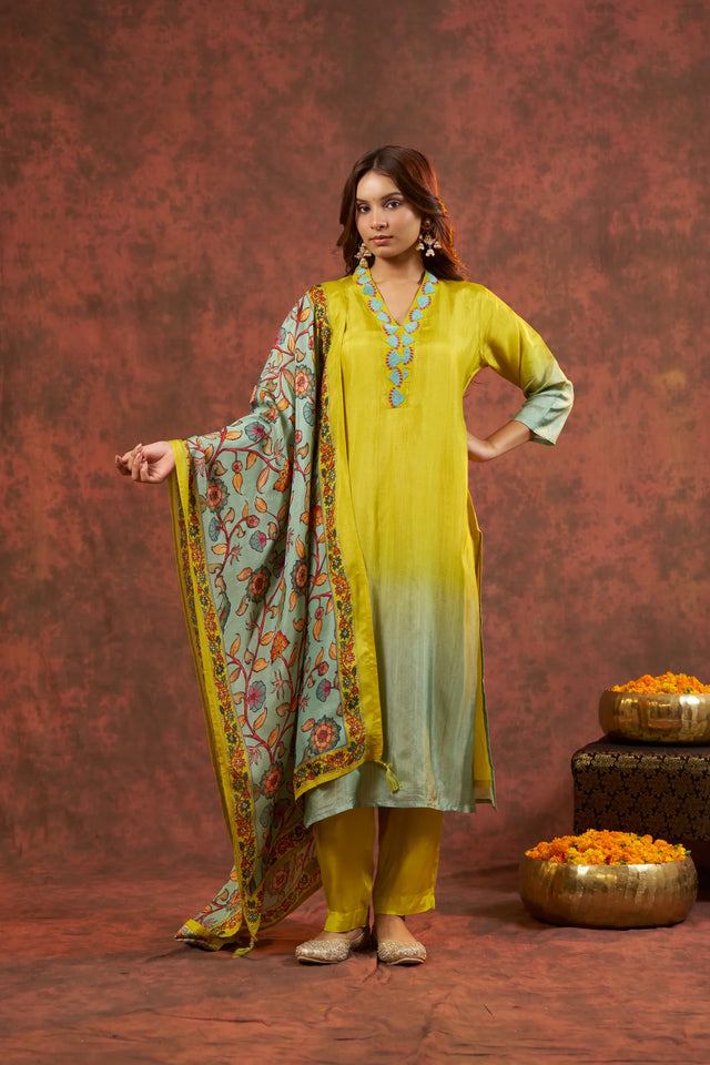 Silk Multi-Colour Straight Suit Party Wear