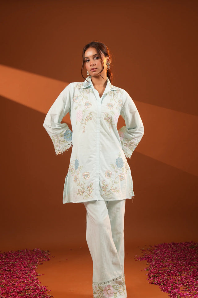 Cotton Sky Blue Co-Ord Set